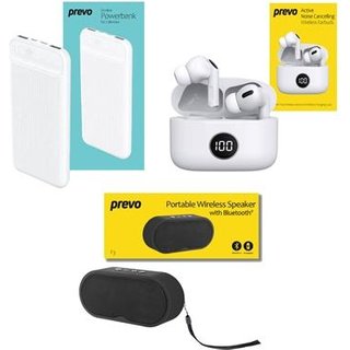 Prevo Entertainment Bundle with Active Noise Cancelling Earbuds 10000mAh Powerbank amp; Mains Charger