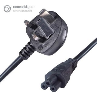 connektgear 5m UK Mains Power Cable - UK Plug to C5 (Cloverleaf) Socket