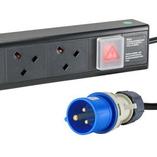 Cablenet 12 Way UK Vertical 1.5u PDU with 16Amp Commando 3m Feed