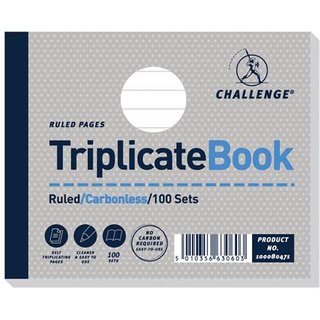 Challenge Triplicate Book 105x130mm Card Cover Ruled 100 Sets (Pack 5) 100080471