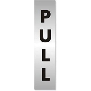 Seco Acrylic PULL Door Sign Brushed Aluminium Composite 190 x 45mm - BAC127-45X190