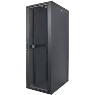 Intellinet 19" Network Cabinet - Free Standing 32U 600x600mm (width x depth) Black Flatpack Max 1500kg Multi-Point Door Lock One Lock Per Side Panel Usable Depth 123 to 373mm IP20 rated Rack Steel