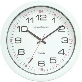 Seco Quartz 24 Hour Wall Clock 255mm Diameter White - 777