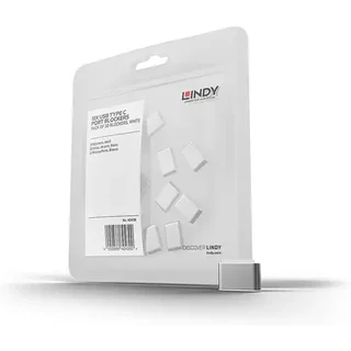 Lindy USB Type C Port Blockers (Without Key) - Pack of 10. White