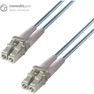 connektgear 3m Duplex Fibre Optic Multi-Mode Cable OM3 50/125 Micron LC to LC - Aqua