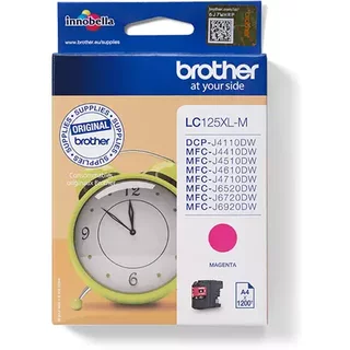 Brother LC125XLM. Colour ink type: Pigment-based ink Cartridge capacity: Extra (Super) High Yield Supply type: Single pack Colour ink page yield: 1200 pages Printing colours: Magenta Quantity per pack: 1 pc(s)