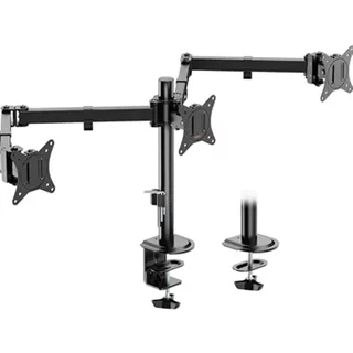 VonHaus Triple Monitor Stand for 17-27quot; Screens Three Screen Monitor Mount with Desk Clamp Height Adjustable Easy Assemble Stand with Full Tilt Rotation amp; Swivel Arms VESA 75x75 amp; 100x100mm