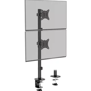 VonHaus Vertical Double Monitor Stand for 13-32quot; Screens Twin Monitor Mount with Clamp Height Adjustable Easy Assemble Stand with Full Tilt Rotation amp; Swivel Arms VESA 75x75 amp; 100x100mm