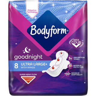 Bodyform Goodnight Ultra Large Sanitary Pads With Wings - 8 Pcs