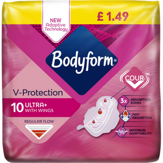 Bodyform V-Protection Ultra Sanitary Pads With Wings - 10 Pcs