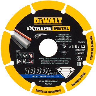 DEWALT Power Tools DT40251 Extreme Diamond Metal Cutting Disc 115 x 22.23 x 1.3mm DT40251-QZ
