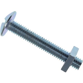 METALMATEĀ® Roofing Bolt & Nut ZP M6 x 30mm (Box 50) MEMRBN0630