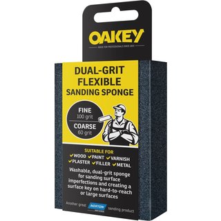 Oakey Dual-Grit Flexible Sanding Sponge Fine/Coarse 63642558593
