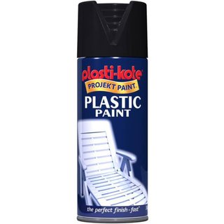 PlastiKote Plastic Paint Spray Black Gloss 400ml 440.0010606.076