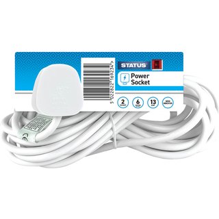 STATUSĀ® Extension Lead 240V 2-Gang 13A White 6m S2W6MS8
