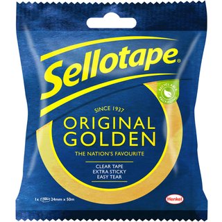 Sellotape Original Golden Sticky Tape - 1 Roll 24mm x 50m 1629135