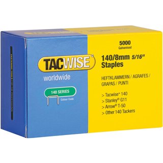 Tacwise 140 Galvanised Staples 8mm (Pack 5000) 0341