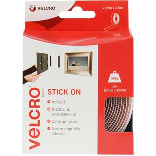 VELCRO® Brand Stick On Tape White 20mm x 2.5m 60214 VEL-EC60214