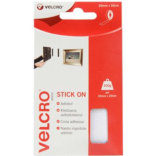 VELCRO® Brand Stick On Tape White 20mm x 50cm 60224 VEL-EC60224