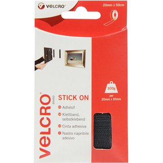 VELCRO® Brand Stick On Tape Black 20mm x 50cm 60225 VEL-EC60225
