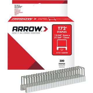 Arrow T72HW Clear Insulated Staples for Hardwood 5 x 12mm (Box 300) A721168HW