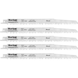 BlueSpot Tools HCS Reciprocating Saw Blade 240mm x 5 TPI (Pack 5) 19000