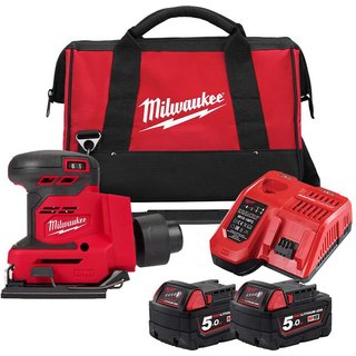 Milwaukee M18BQSS-502B 18V 1/4 Sheet Sander with 2 x 5.0Ah Battery, Charger & Bag 4933479968 M18BQSS-502B