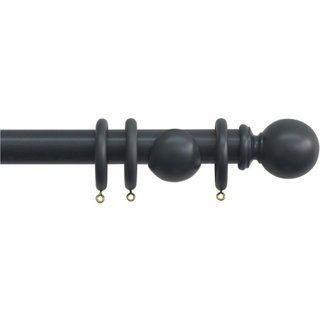 Jones Interiors Shore 35mm Wood Curtain Pole Kit Charcoal H135/150/CHA