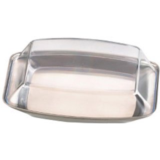 Zodiac Stainless Steel Butter Dish with Plastic Clear Lid 52228