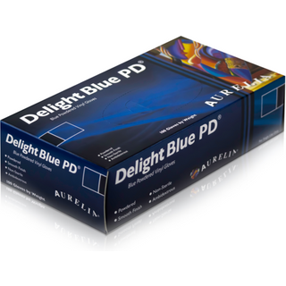 Aurelia Vinyl Powdered Disposable Blue Gloves 38896