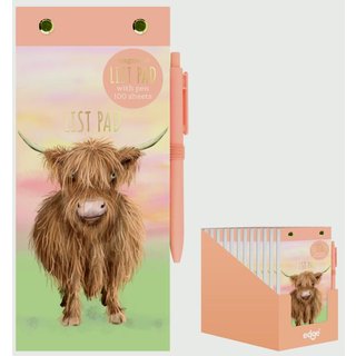 Edge Highland Cow List Pad With Pen YEDGSTA5A030