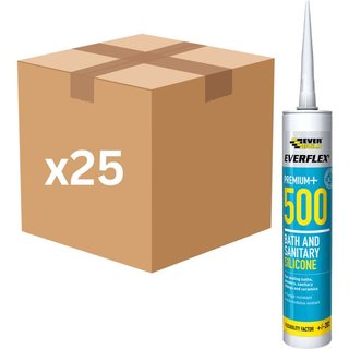 Sika Everbuild Everflex 500 Bath & Sanitary Silicone 295ml (Clear) - Box of 25 484841-25