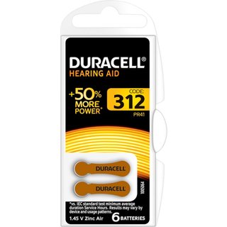 Duracell Hearing Aid Batteries Size 312 (6 Pack) S447