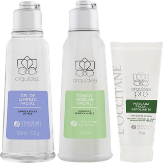 Combo Limpeza Orquídea: Gel de Limpeza, Tônico Micelar e Máscara Esfoliante