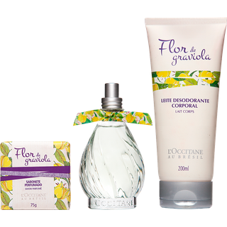 Combo Flor de Graviola: Deo Colônia, Sabonete em Barra e Leite Corporal