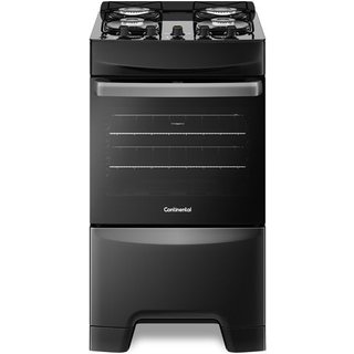 Fogão 4 Bocas Continental Preto Automático com TOPLimpaFácil e Mesa de Vidro (FC4GP) Premium - Bivolt