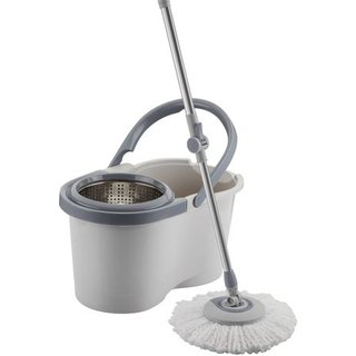 Mop Giratório Menalux com Cesto Inox e Refil Extra de Microfibra
