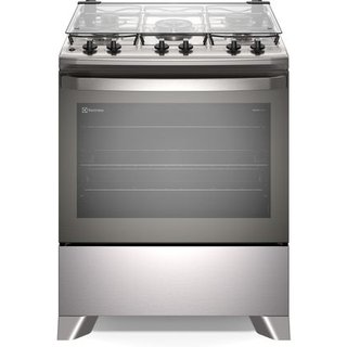 Fogão 5 bocas Electrolux Cinza Efficient com Mesa Inox, PerfectCook e VaporBake (FE5IC) - Bivolt