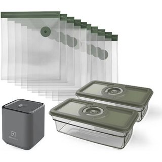 Conjunto Seladora Portátil com 10 Sacos e 02 Potes Herméticos para Fechamento a Vácuo - Kit Bomba a Vácuo Portátil com Fechamento a Vácuo + Sacos para Fechamento a Vácuo 10 Unidades Electrolux