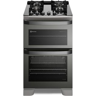 Fogão 4 bocas Electrolux Cinza Expert 2 Fornos, Função Air Fryer, Grill e Timer (FE4AD) - 220V