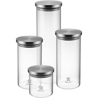 Potes Herméticos Electrolux de Vidro Porta-Mantimentos com Tampa Inox 4 Unidades