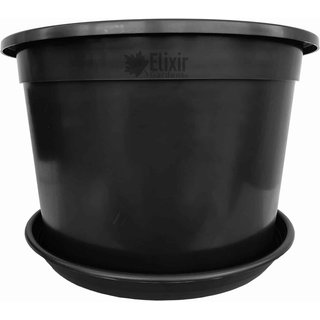Large Black Round Pots with Optional Saucers (32L-80L Sizes)
