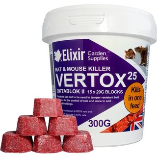Vertox25 Oktablok II Rat & Mouse Killer | Ready-to-Use Bait | One Feed Kill