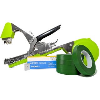Tapener Plant Tying Machine Kit (with 20 Tapes, 10,000 Staple Pack & Replacement Blade)