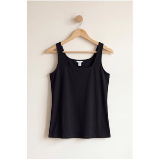 Enorsia Womens Black Cotton Strap Vest - UK 16