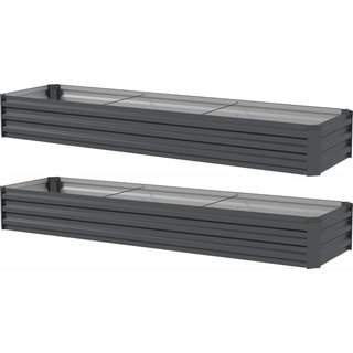 Outsunny 60 x 240cm Galvanised Steel Planter, with Open Bottom, Pack of 2