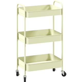 HOMCOM Three-Tier Steel Storage Trolley - Green