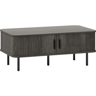 HOMCOM Coffee Table with Storage, Living Room Table with Slatted Tambour Sliding Doors and Foot Pads, Rectangular Coffee Table with Elevated Base for Living Room, Grey Wood-Effect