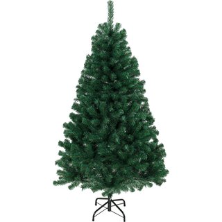 HOMCOM 5ft Artificial Christmas Tree, Fir Hinged Xmas Tree with 420 Branch Tips, Foldable Steel Stand, Green