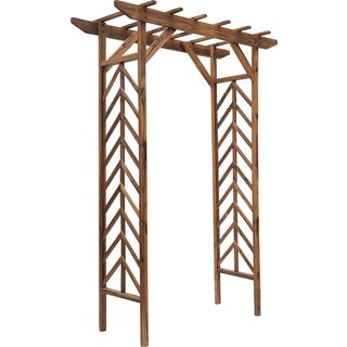 Outsunny Wooden Garden Arbor, Arch Trellis with Classic Countryside Style, Pergola Style Roof for Climbing Vines
